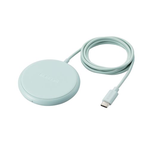 Qi規格対応ワイヤレス充電器/5W/卓上/ケーブル一体/1m/グリーン