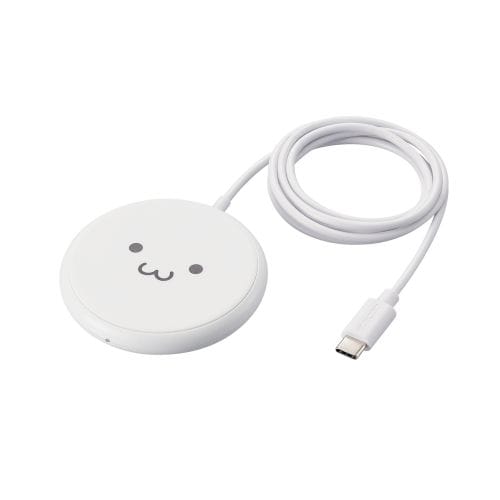 Qi規格対応ワイヤレス充電器/5W/卓上/ケーブル一体/1m/しろちゃん