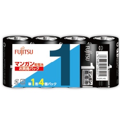 富士通 マンガン乾電池・黒 単1形 1.5V R20PU/4個パック
