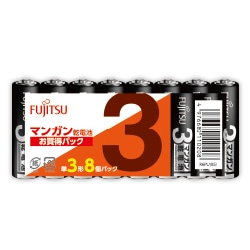 富士通 マンガン乾電池・黒 単3形 1.5V R6PU/8個パック