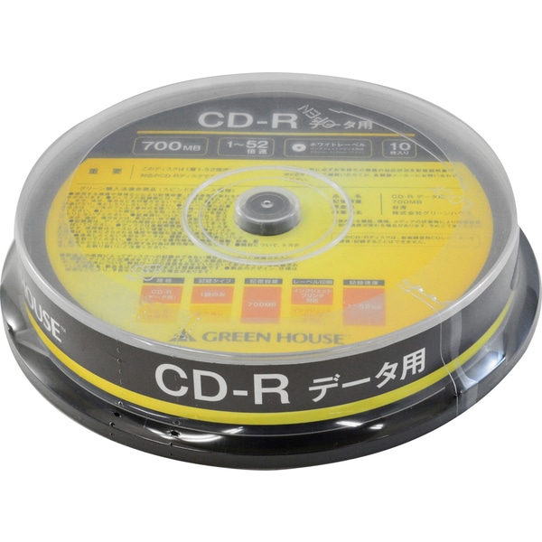 CD-R データ用 700MB 1-52倍速 10枚スピンドル インクジェット対応