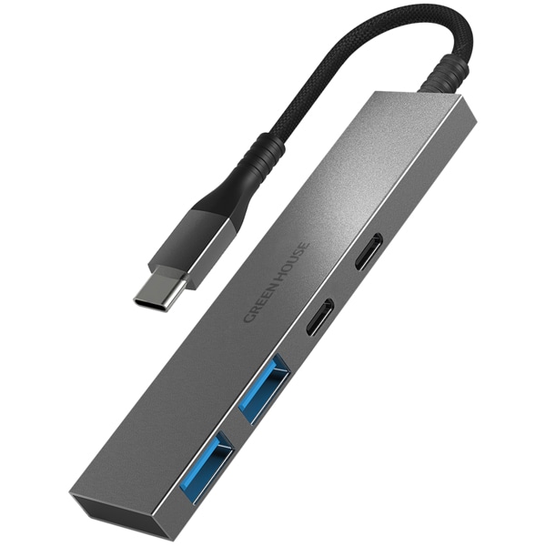 USB3.1 Gen1対応 USB Type-C接続 4ポートUSBハブ シルバー
