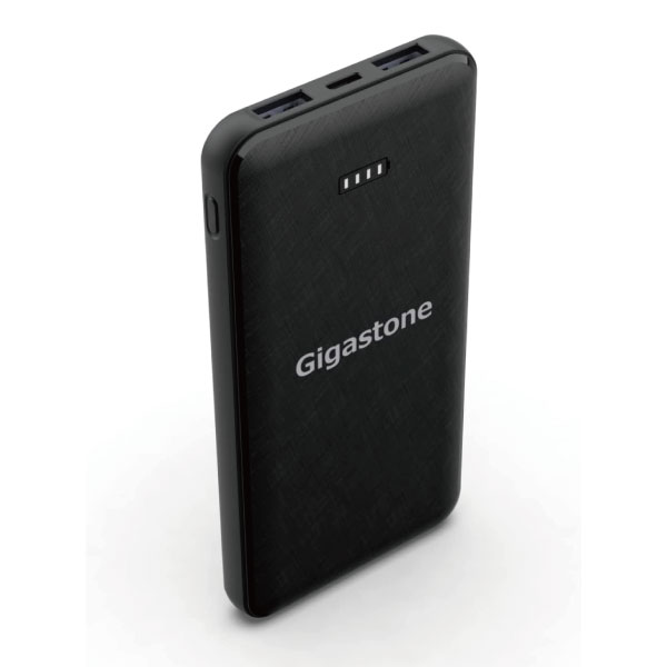 Gigastone 10000mAh モバイルバッテリー 2.4A急速充電 USB2ポート出力 Type-C入力 2台同時充電 残量表示 Android iPhone iPad 多様なデバイスに対応 PSE認証 ブラック