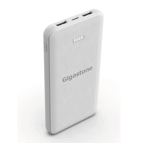 Gigastone 10000mAh モバイルバッテリー 2.4A急速充電 USB2ポート出力 Type-C入力 2台同時充電 残量表示 Android iPhone iPad 多様なデバイスに対応 PSE認証 ホワイト