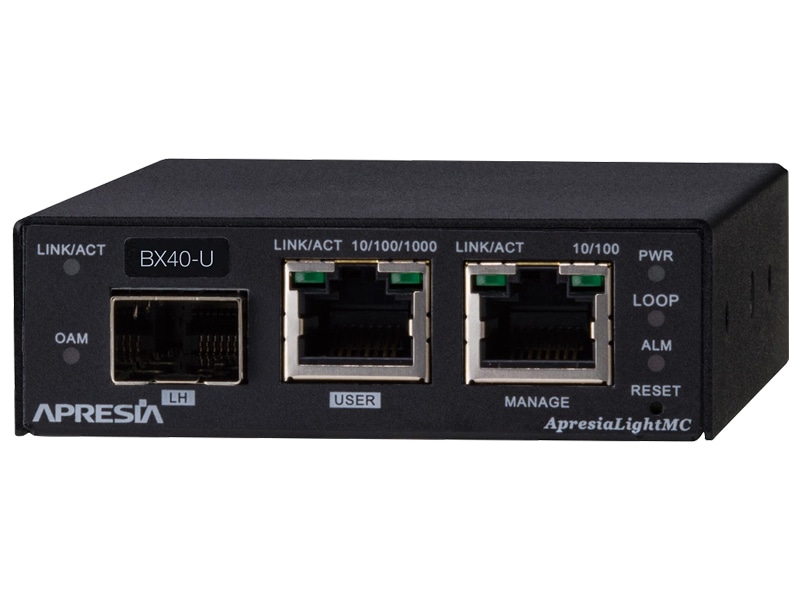 ApresiaLightMC-BX40U SNMP管理機能付メディアコンバーター 10/100/1000M、SMF1芯、最大40km伝送