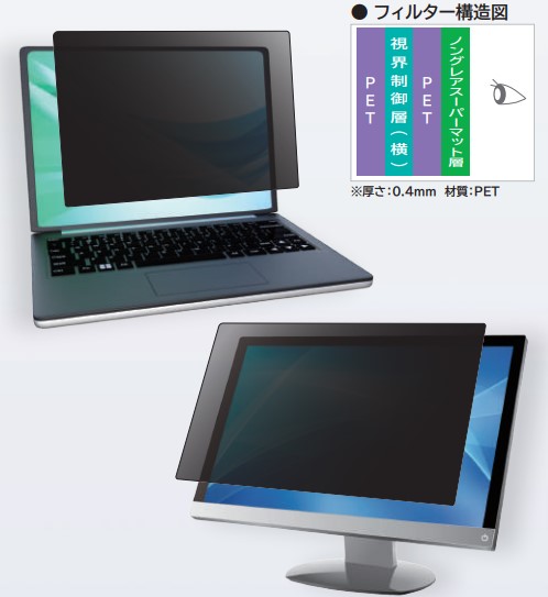 覗き見防止フィルター Looknon-N9 モバイル・ノートPC用 13.3インチ（16：9）