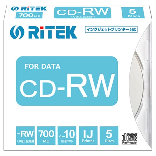 RiTEK データ用CD-RW 700MB 5枚パック （スリムケース）