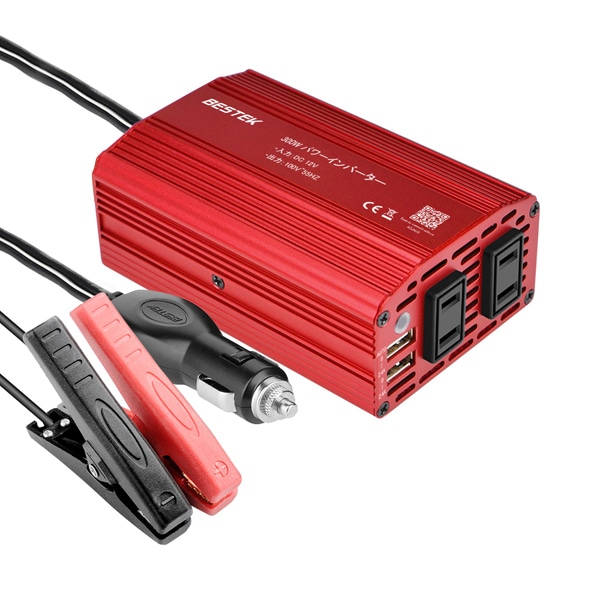 BESTEK 矩形波カーインバーター 300W クリップあり