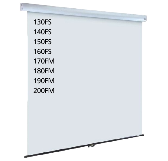 手動式150インチ 大型スプリングロール式天吊スクリーン （アスペクトフリー）