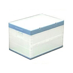 フタ付おりたたみコンテナ (クリア/ブルー)