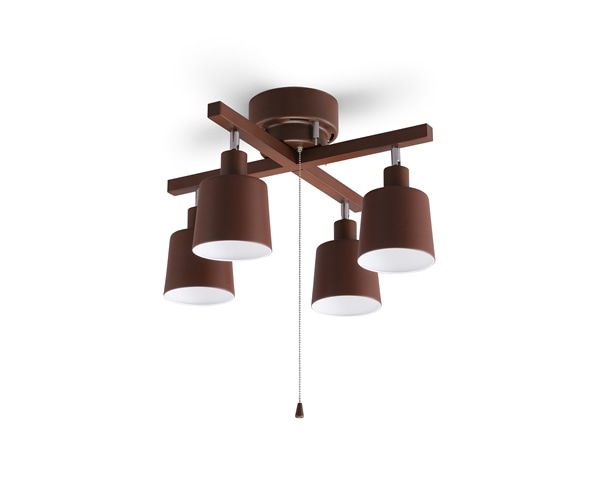 4灯シーリングライト クロスタイプ ブラウン