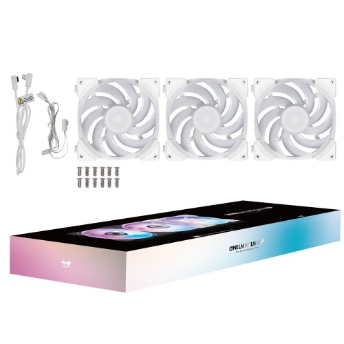 Lynx LN140P/140mm ARGBファン3個パック/ホワイトモデル/ケーブルレスでファン同士の連結可能/タービンブレード設計/PWM制御