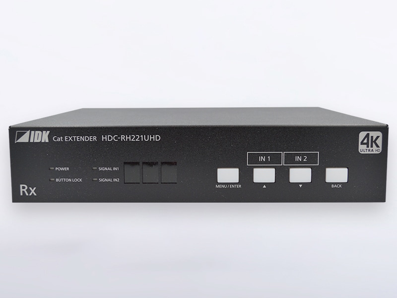 4K60、HDCP2.2対応2入力3分配出力ツイストペアケーブル延長器