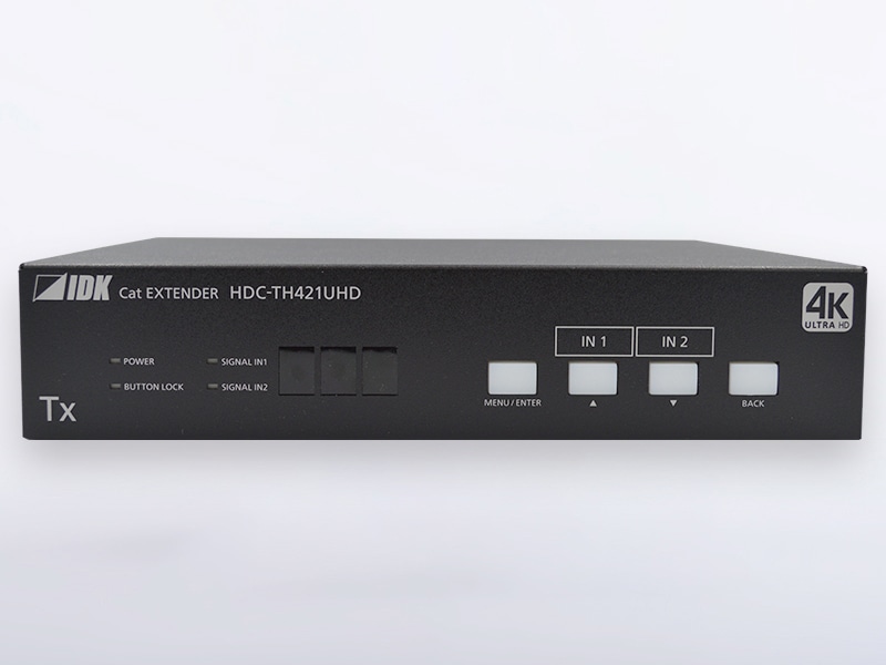 4K60、HDCP2.2対応2入力5分配出力ツイストペアケーブル延長器