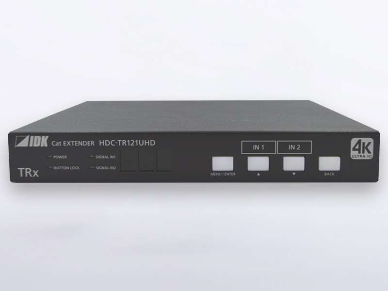 4K60、HDCP2.2対応2入力2分配出力ツイストペアケーブル延長器