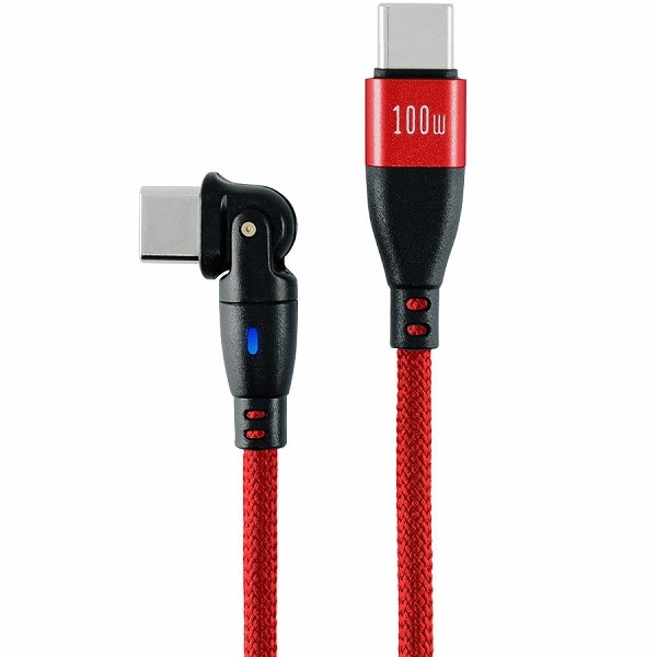 180°回転コネクタPD100Wケーブル 1m レッド