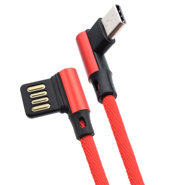 アルミニウムヘッド両L型ケーブル for Type-C 2.0m レッド