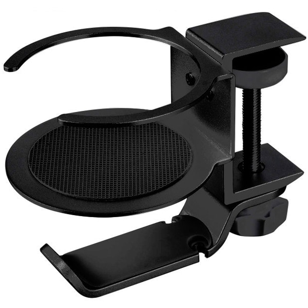 アルミデスクフック＆カップホルダー ブラック