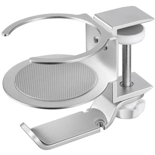 アルミデスクフック＆カップホルダー シルバー