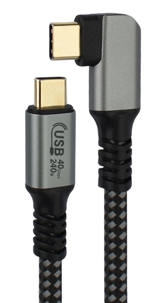 USB4対応240W Type-Cケーブル L型コネクタ 1m