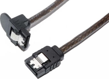 Bullet シリアルATA3ケーブル 片下L型 ラッチ付 取っ手付コネクター 15cm グラファイト ラウンドタイプ