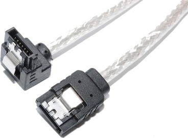 Bullet シリアルATA3ケーブル 片下L型 ラッチ付 15cm シルバー ラウンドタイプ