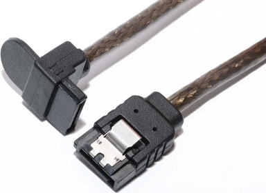 Bullet シリアルATA3ケーブル 片上L型 ラッチ付 取っ手付コネクター 15cm グラファイト ラウンドタイプ