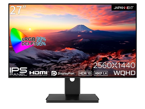 液晶ディスプレイ 27型/2560×1440/DP×1、HDMI×2/ブラック/スピーカー：有/2年保証