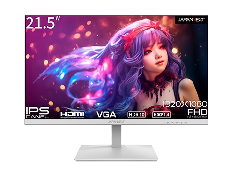 液晶ディスプレイ/21.5型/1920×1080/HDMI×1、VGA×1/ホワイト/スピーカー：有/2年保証