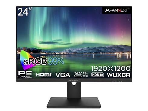 液晶ディスプレイ 24型/1920×1200/USB Type-C×1、HDMI×1、VGA×1/ブラック/スピーカー：有/2年保証