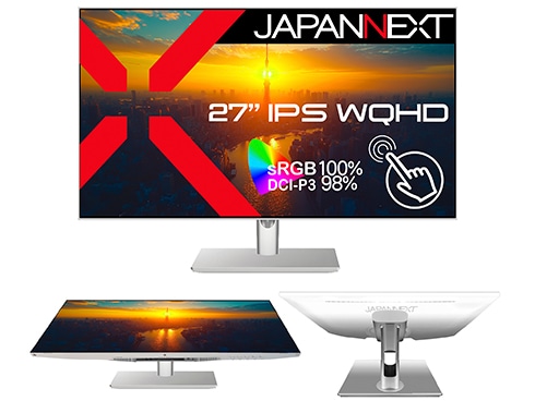 タッチパネル対応液晶ディスプレイ 27型/2560×1440/HDMI、DP、USB-C×1/ホワイト/スピーカー有/2年保証