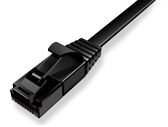 UTP CAT6A規格準拠 スーパーフラットタイプLANケーブル ツメが折れないナイロンプラグ付 黒 より線導体 4P 15m