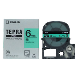 「テプラ」PROテープカートリッジ カラーラベル（パステル） 緑/黒文字 6mm