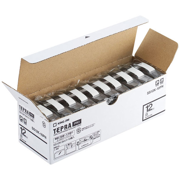 PROテープ エコパック 白ラベル 12mm 10個パック