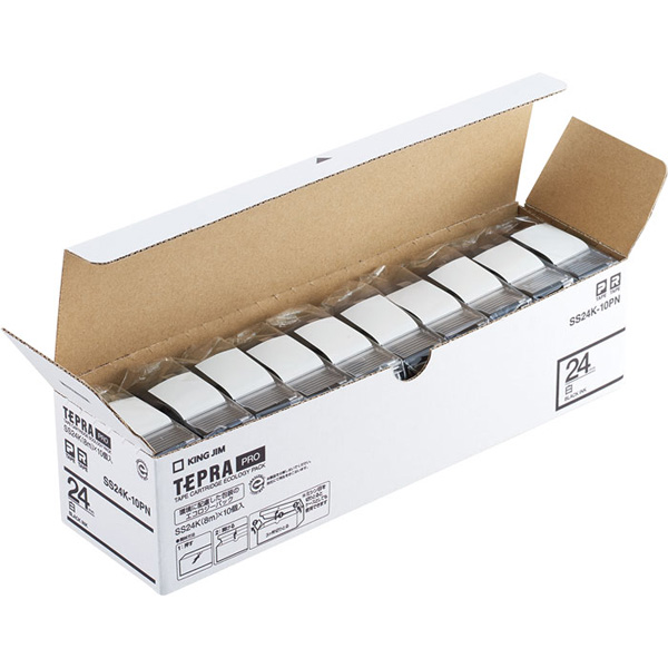 PROテープ エコパック 白ラベル 24mm 10個パック
