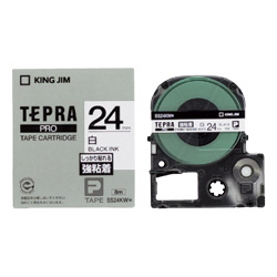 「テプラ」PROテープカートリッジ 強粘着ラベル 白/黒文字 24mm