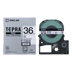 「テプラ」PROテープカートリッジ 強粘着ラベル 白/黒文字 36mm