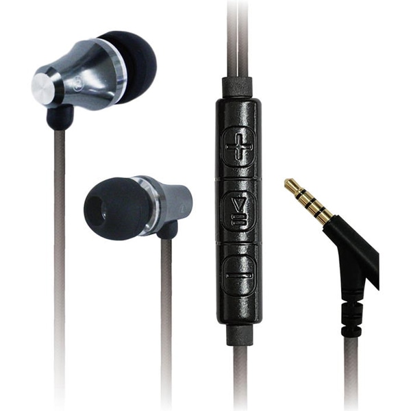 強靭イヤホン リモコンマイク付き BK