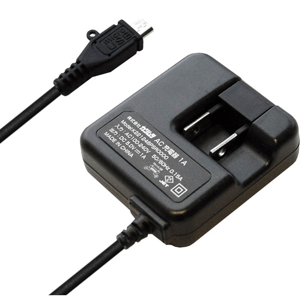AC充電器 ストレート1m 1A micro BK