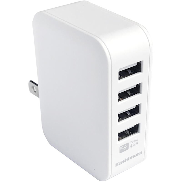 AC充電器 4.8A USB4P IC WH