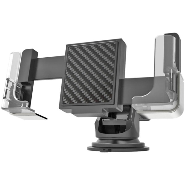 手帳対応スマホホルダー2 吸盤取り付け ブラック