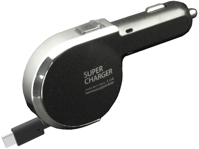 DC充電器 リール インジケーター 3A Type-C BK