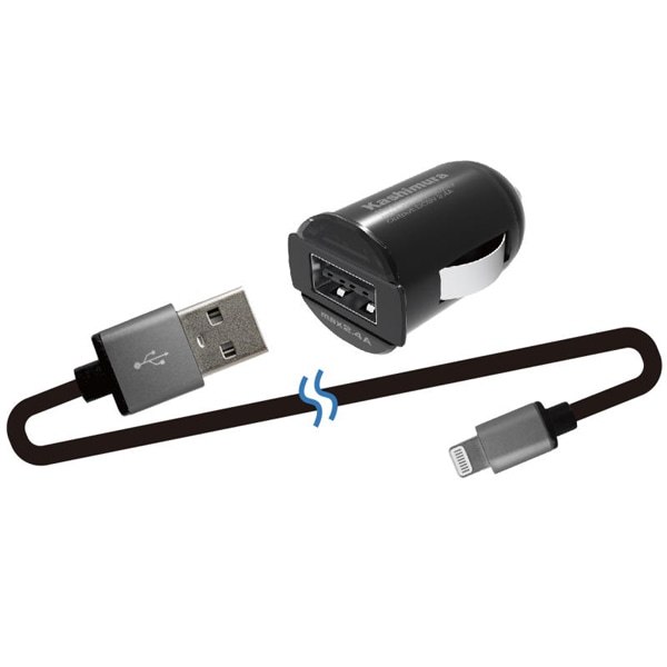 DC-2.4A-リバーシブルUSB 自動判定 インジケーター LNケーブル ブラック