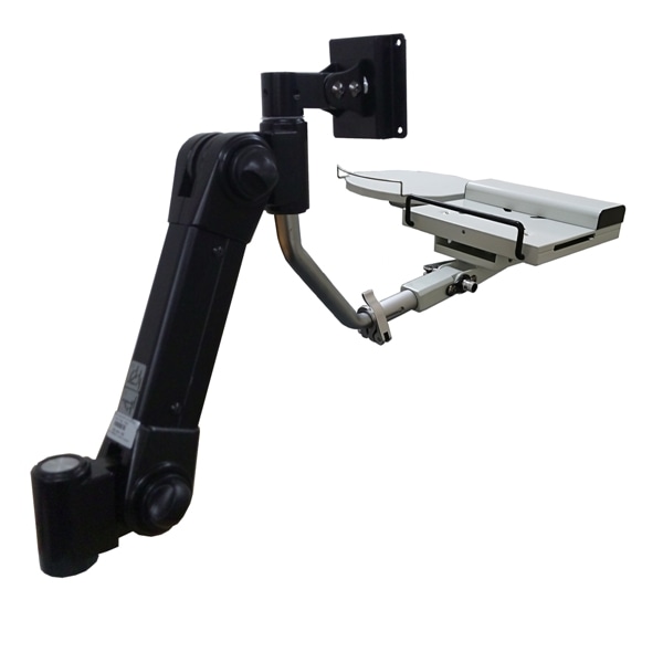 VESA対応スリムキーボード台一体型グロメット式フレキシブルアーム（ブラック）