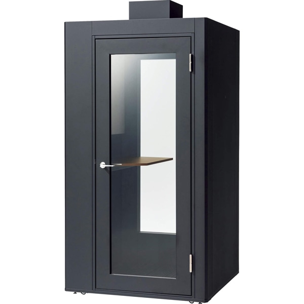 ワーキングブース＜デリカブース＞ 791-35 1人用（天井付） サテンブラック 背面パネル クリア 天板カラー ウォールナット