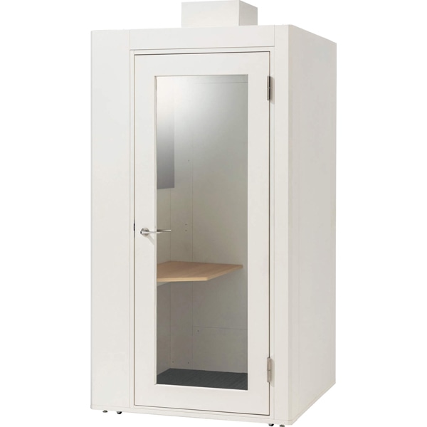 ワーキングブース＜デリカブース＞ 791-40 1人用（天井付） サテンホワイト 背面パネル クローズ 天板カラー ナチュラル