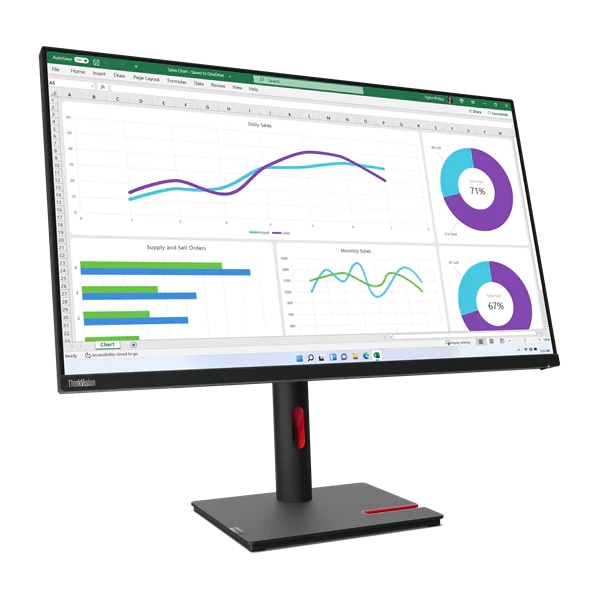 ThinkVision T32h-30 （31.5型/2560×1440/DisplayPort x1、HDMI x1、USB Type-C x1/黒/スピーカーなし）