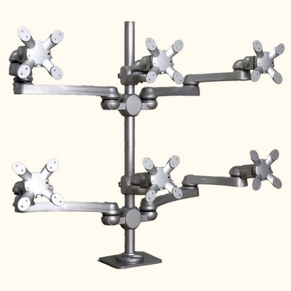 液晶モニター6画面用水平多関節モニターアーム（VESA75、100対応）