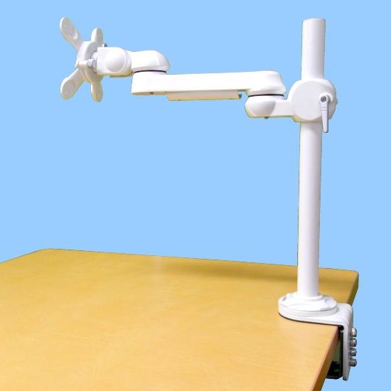 水平多関節モニターアーム（白色モデル） クランプ固定 VESA75mm/100mm対応