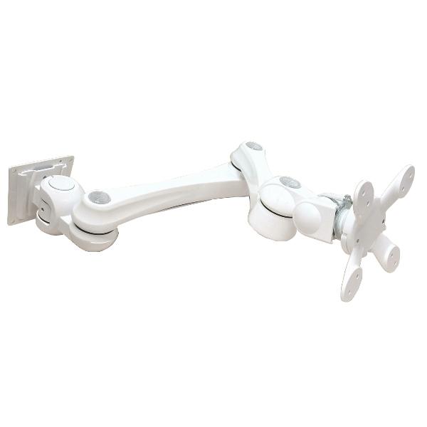 水平多関節壁付モニターアーム（壁掛け固定、白色モデル） VESA75、100mm